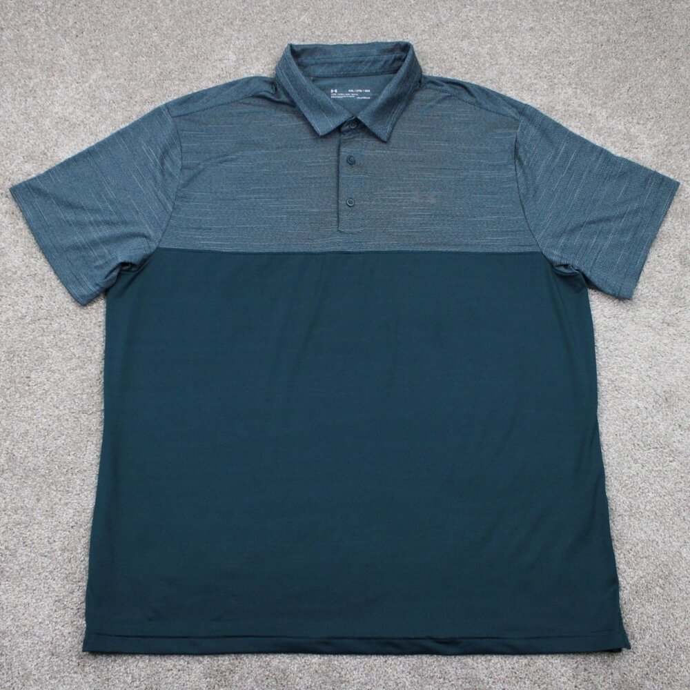 Under‎ Armour Playoff Polo Shirt Mens 2XL XXL Green UA Heatgear Loose Fit S/S